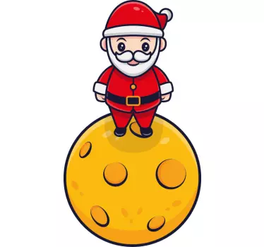 Kerst sticker kerstman op de maan - TenStickers