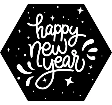 Hexagonale nieuwjaarsgroeten etalage sticker - TenStickers