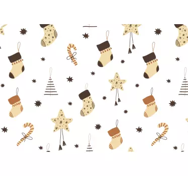Kerst sticker feestelijk sokkenpatroon - TenStickers
