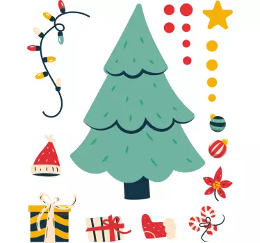 Kerst sticker feestelijke boomdecoratie - TenStickers