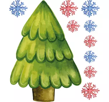Kerst sticker feestelijke groene boom - TenStickers