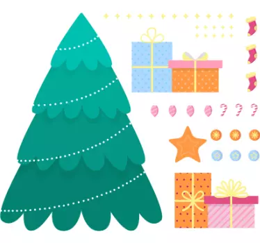 Kerstboomversiering feestdagen sticker - TenStickers
