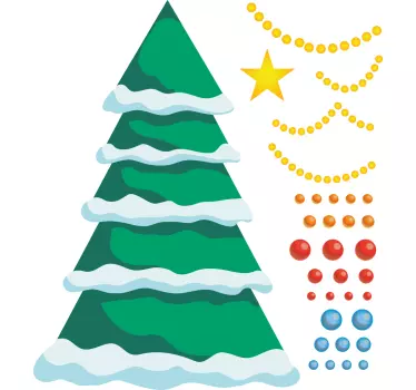 Besneeuwde boomdecoratie kerst sticker - TenStickers