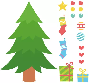 Kerst sticker sierlijke kerstboom - TenStickers