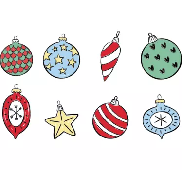 Kerst sticker kleurrijke feestdecoraties - TenStickers