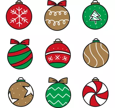 Kerst sticker feestelijke ornamenten collectie - TenStickers