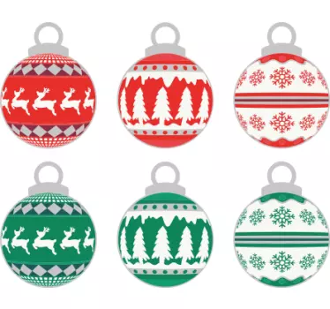 Kerst sticker feestelijke ornamenten assorti - TenStickers