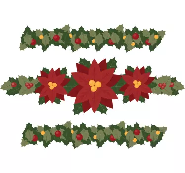 Kerst sticker feestelijk poinsettia motief - TenStickers