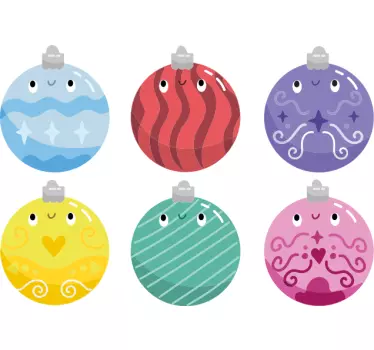 Kerst sticker speelse ornamenten set - TenStickers