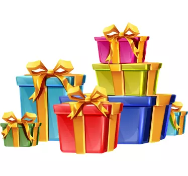 Kerst sticker kleurrijke cadeau-dozen - TenStickers