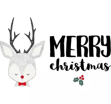 Kerst sticker rendier feestgroet - TenStickers