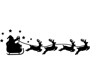 Kerststickers Zwart-witte kerstman slee - TenStickers
