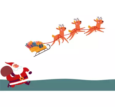 Scène met de slee van de kerstman kerst sticker - TenStickers