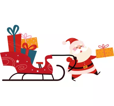 Kerst sticker kerstman sleigh - TenStickers