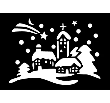 Klein kerst dorp sneeuwspray sticker - TenStickers