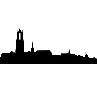 Muursticker woonkamer skyline Utrecht silhouet - TenStickers