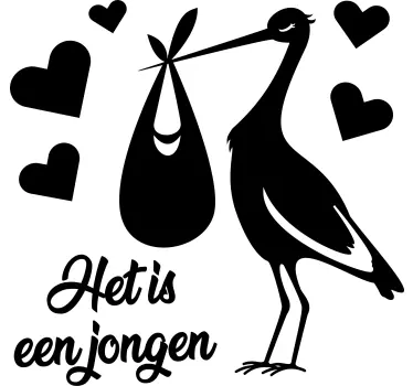 Raamsticker kinderkamer ooievaar het is een jongen. - TenStickers
