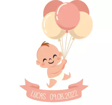 Raamsticker kinderkamer meisje geboren met datum - TenStickers