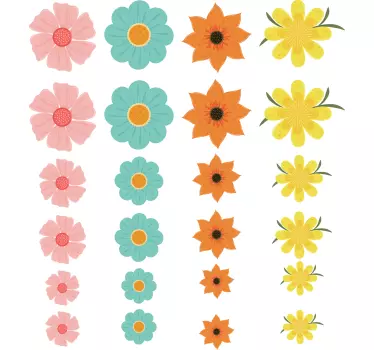 Camper sticker gekleurde bloemen - TenStickers