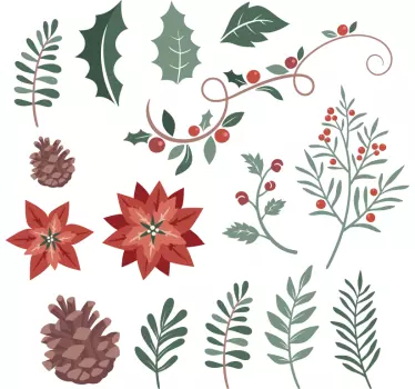 Kerst decoratie stickers bloemen - TenStickers