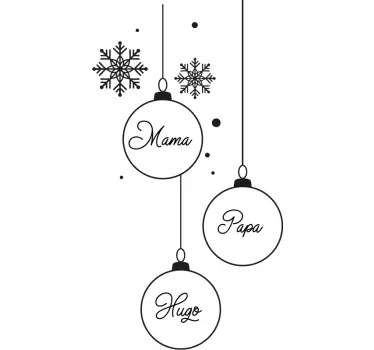 Kerststicker kerstballen met naam - TenStickers