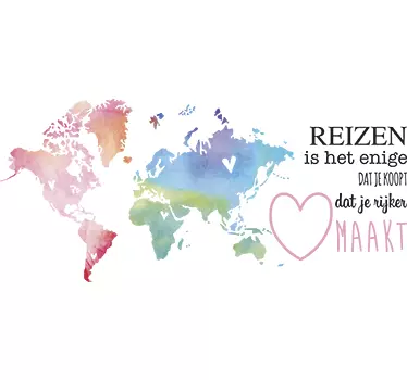 Muursticker woonkamer met reizen - TenStickers