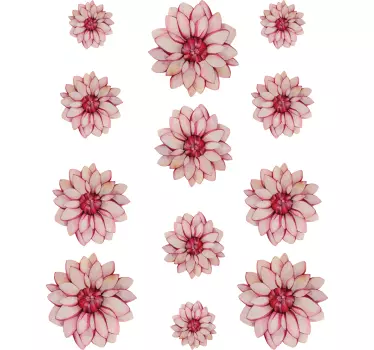 Fiets sticker roze dahlia bloemen - TenStickers