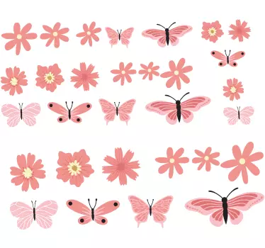 Fiets sticker met lente bloemen en vlinders - TenStickers