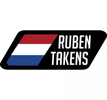 Fiets naamsticker met vlag - TenStickers
