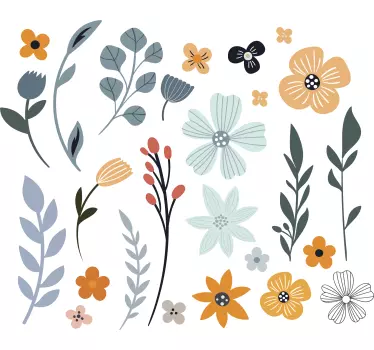 Fiets sticker met veelkleurige bloemen set - TenStickers
