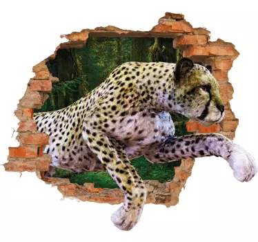 3D cheetah muursticker - TenStickers