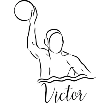Water polo silhouet muursticker met naam - TenStickers