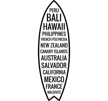 Sticker Surfboard Met Landen - TenStickers