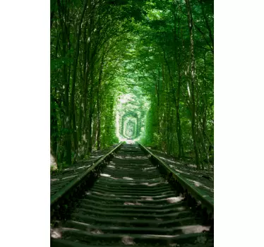 Deursticker met spoor en pad in bos - TenStickers