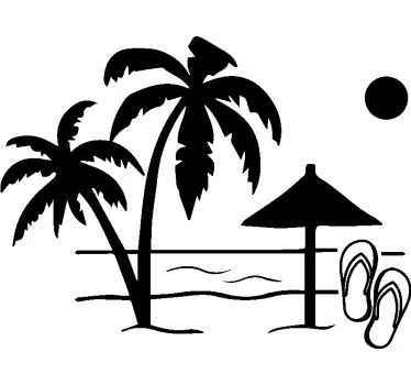 Camper sticker strand met palmbomen en parasol - TenStickers