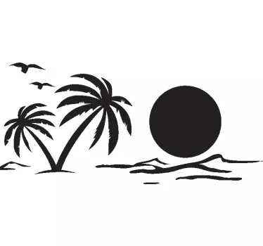 Zonsondergang en palmboom camper decoratie - TenStickers
