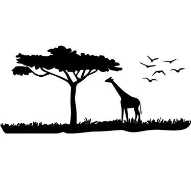 Afrikaanse acacia boom en giraffe campersticker - TenStickers