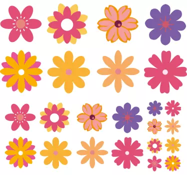 Fietssticker Kleurrijke bloemen oranje roze paars - TenStickers