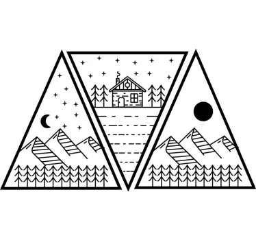 Camper sticker driehoeken met kampeer plaatjes - TenStickers