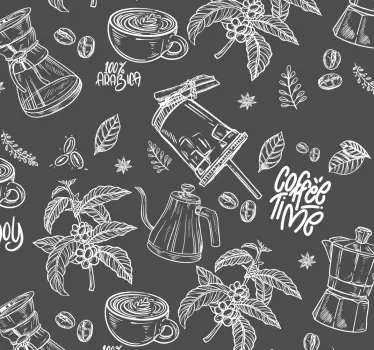 Getekende koffie-elementen Decoratie stickers - TenStickers