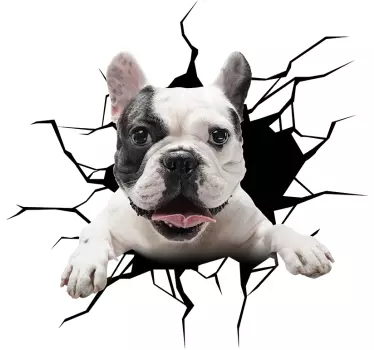 Gepersonaliseerde auto sticker hond door glas - TenStickers
