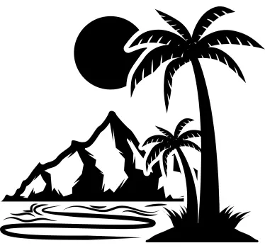 Camper sticker palmboom en bergen - TenStickers