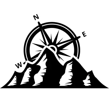 Camper sticker bergen met erachter kompas - TenStickers