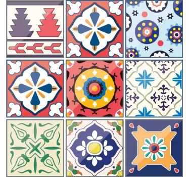 Kleurrijke ornamentele keukentegels Muursticker - TenStickers