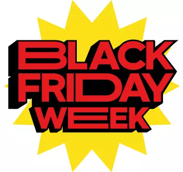 Rode black friday sticker met gele achtergrond - TenStickers