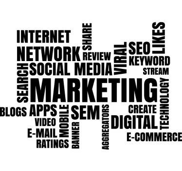 Sticker met teksten van digitale marketing - TenStickers