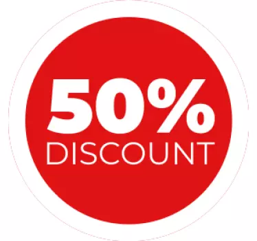 Rode ronde aanbieding in het engels korting sticker - TenStickers