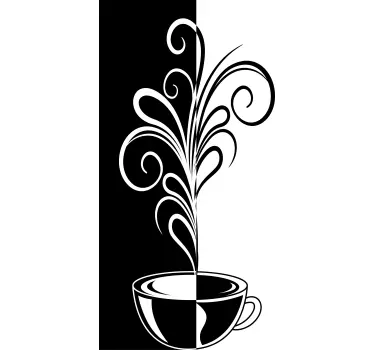 Bruin witte muursticker koffie decoratie lijnen - TenStickers