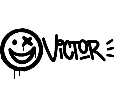 Urban graffiti naam muursticker lachende emoji - TenStickers