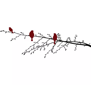 Rode vogels op tak Vogel muursticker boom - TenStickers